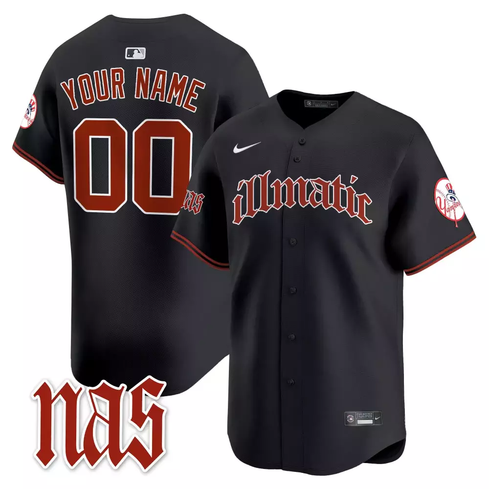 New York Yankees Black Nas Illmatic Vapor Premier Limited Custom Jersey | Stitched Fan Gear | For Youth, Men & Women