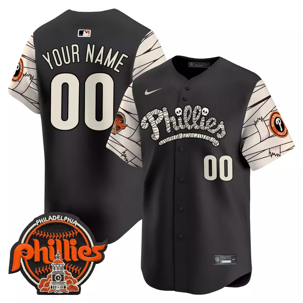 black youth philadelphia phillies halloween vapor premier limited custom jersey v2 all stitched