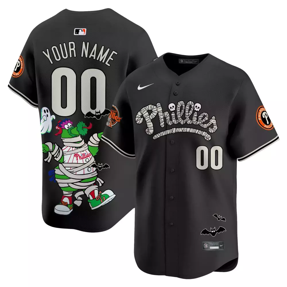 black youth philadelphia phillies halloween vapor premier limited custom jersey v2 all stitched