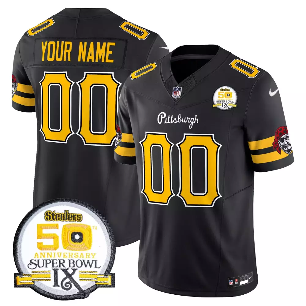 Pittsburgh Steelers Your Name 00 Women's Black Stitched Jersey Name Patch 2023 | Custom Fan Gear | For Women