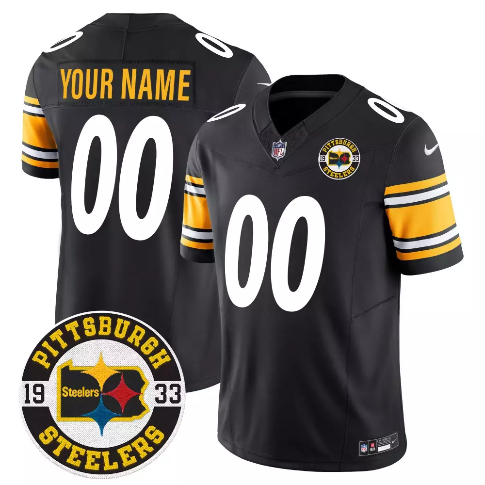 Pittsburgh Steelers Youth 2024 Vapor Limited Custom Jersey with Est 1933 Patch | All Stitched | Fan Gear for Game Day | For Men, Women & Youth