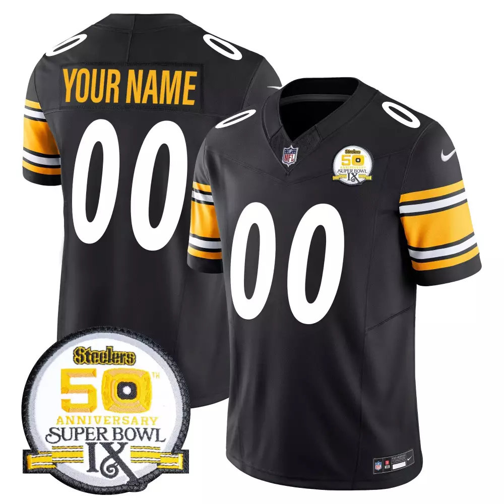 Pittsburgh Steelers Youth 50th Anniversary Super Bowl IX Patch Vapor Limited Jersey V2 | All Stitched | Fan Gear for Game Day | For Men, Women & Youth