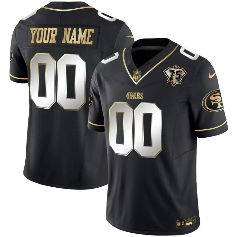 San Francisco 49ers Black Youth Throwback Jersey | 75th Anniversary Patch Vapor Limited | Custom Fan Gear | For Men, Women & Youth