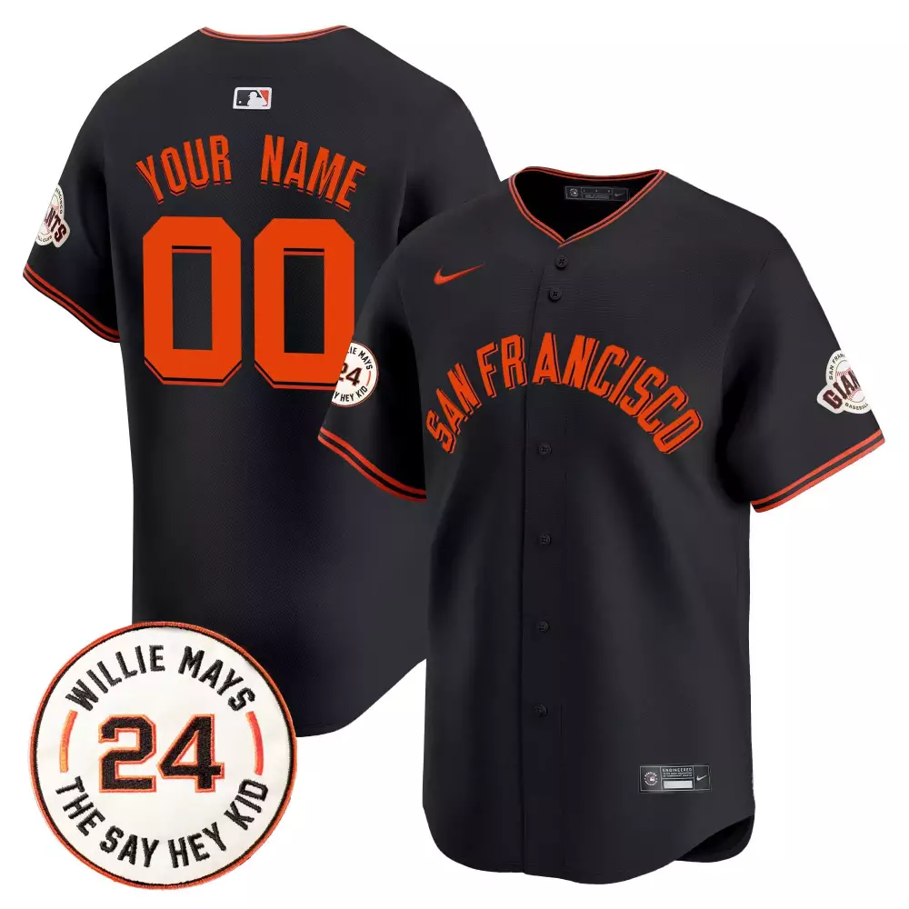 black youth san francisco giants 2024 willie mays patch vapor premier limited custom jersey v5 all stitched
