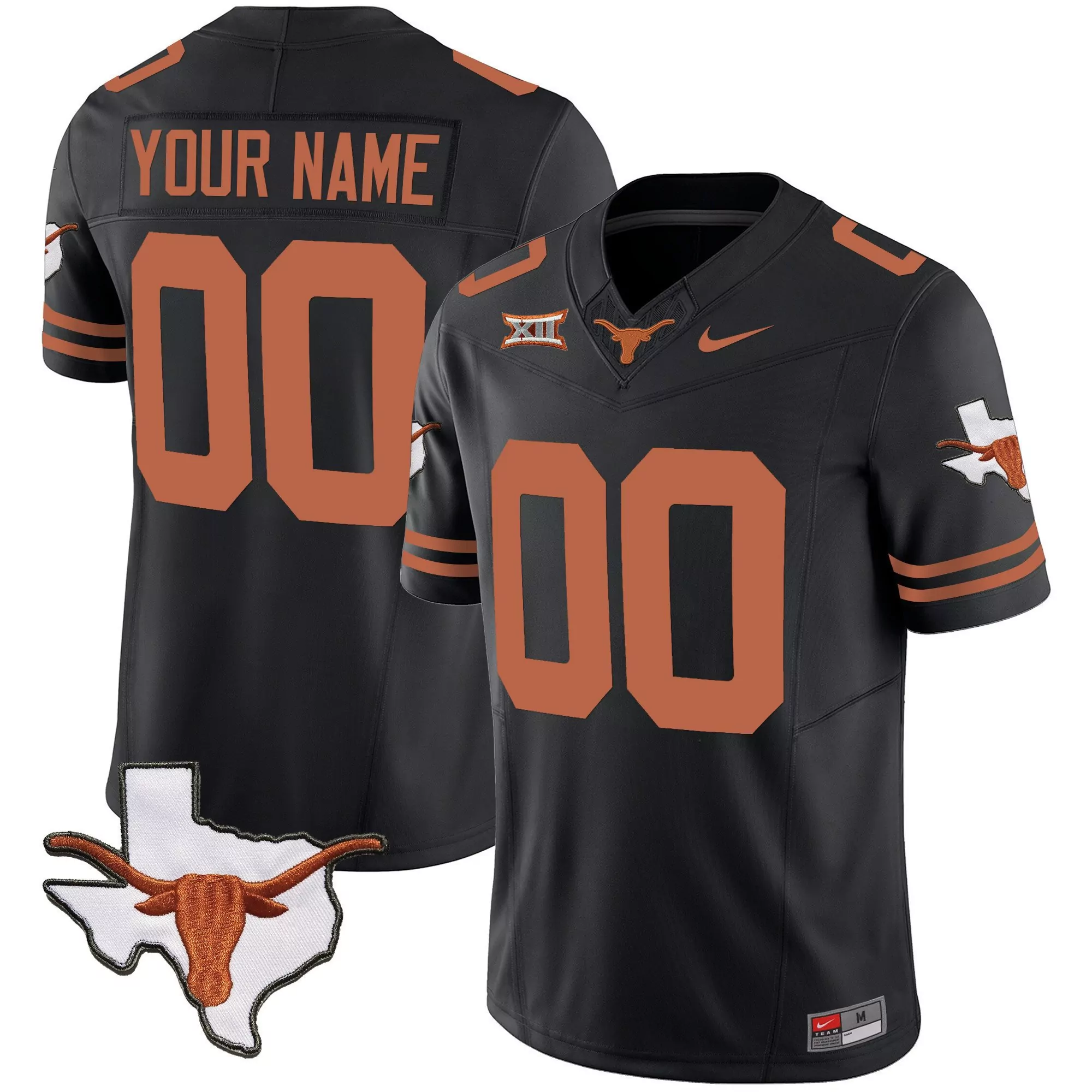 black youth texas longhorns vapor limited custom jersey v2 all stitched