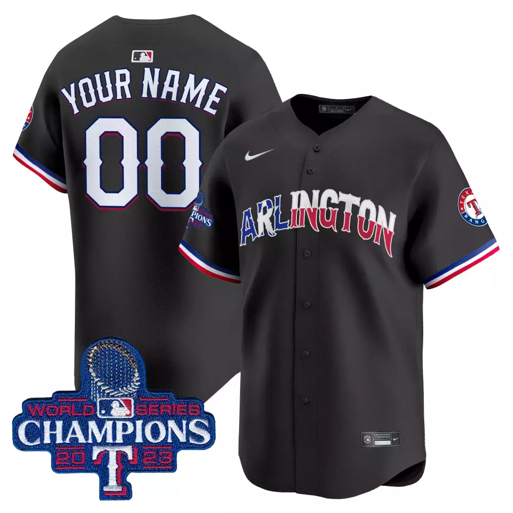 Texas Rangers Youth Black Custom Jersey | Arlington Champions Vapor Premier Limited | All Stitched | For Men, Women & Youth