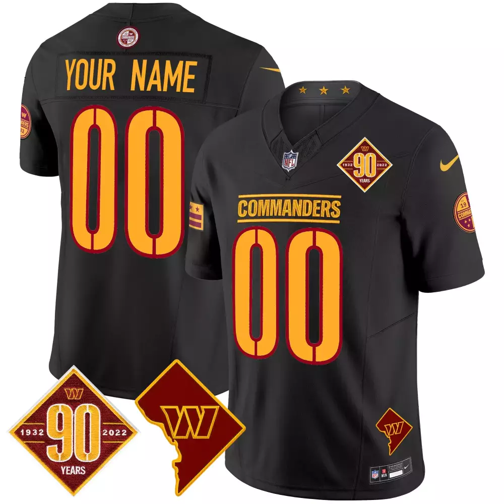 Washington Commanders 90th Anniversary Black Women's Custom Jersey | Vapor Stitched | Limited Edition Fan Gear | For Men, Women & Youth