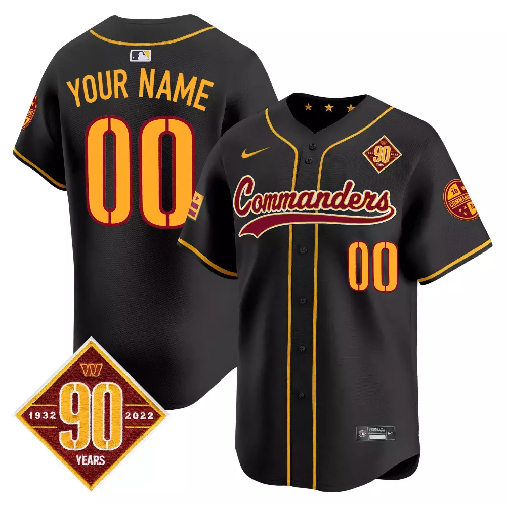 Washington Commanders 90th Anniversary Black Youth Vapor Premier Limited Custom Jersey | Stitched Design | For Men, Women & Youth
