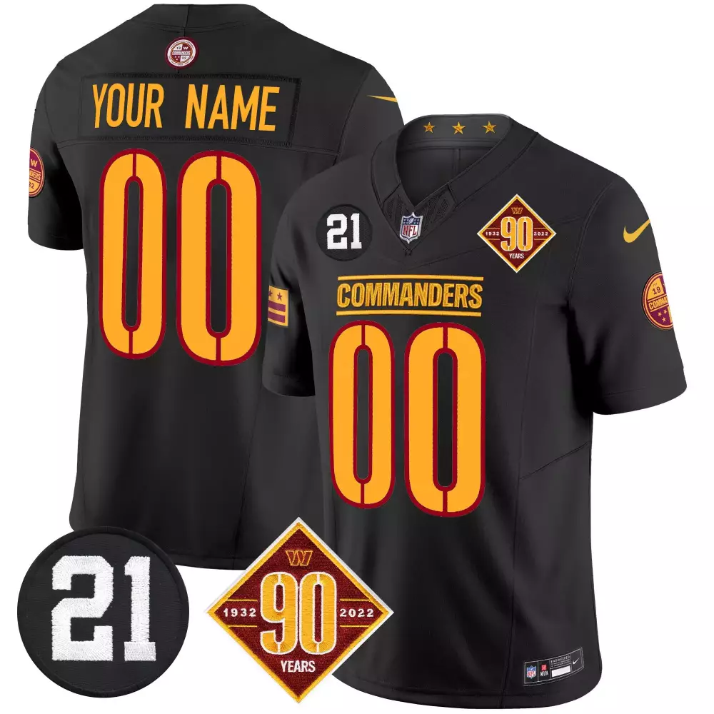 Washington Commanders 90th Anniversary Black Women's Custom Jersey | Vapor Stitched | Limited Edition Fan Gear | For Men, Women & Youth