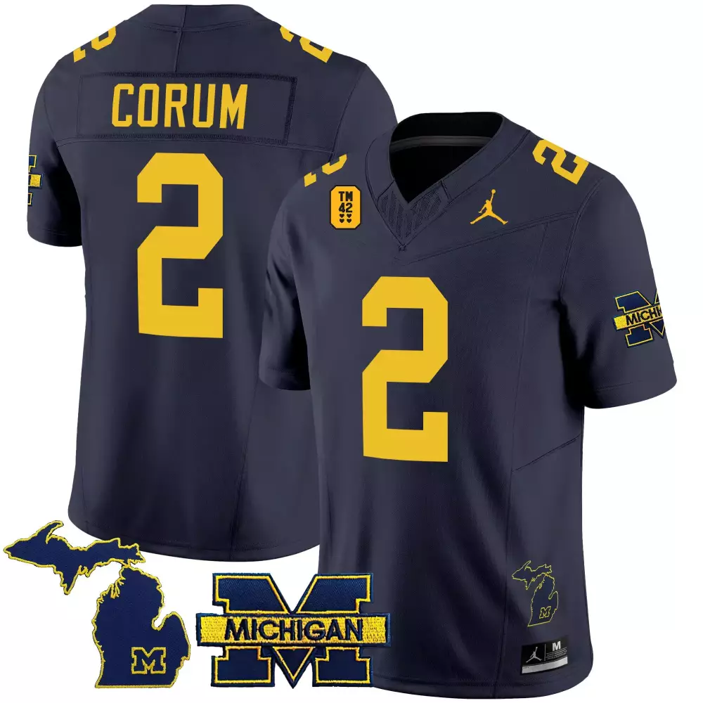 blake corum navy mens michigan wolverines rose bowl patch vapor limited jersey all stitched