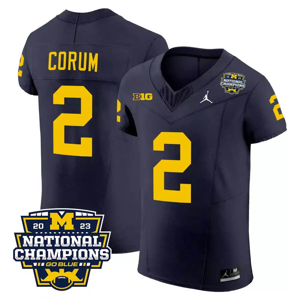 blake corum navy mens michigan wolverines rose bowl patch vapor limited jersey all stitched