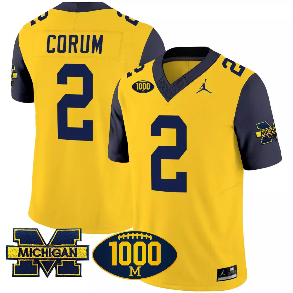 blake corum navy mens michigan wolverines rose bowl patch vapor limited jersey all stitched