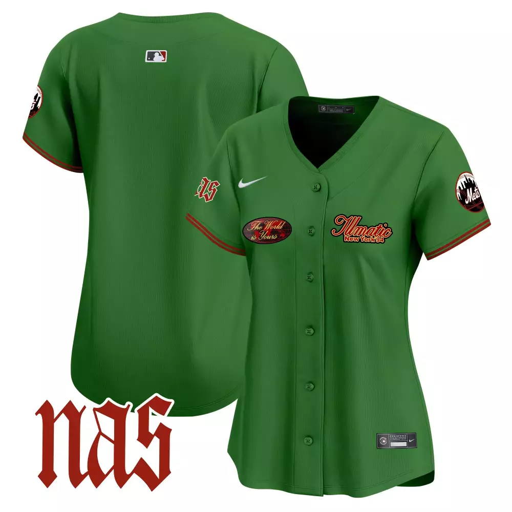 New York Mets Nas Illmatic Vapor Premier Limited Jersey V2 | Blank Green Women's Custom Stitched | Limited Edition Fan Gear | For Men, Women & Youth