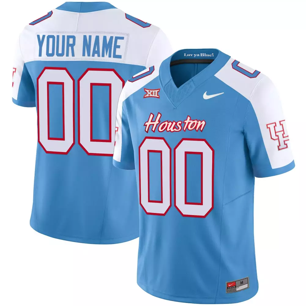 blue alternate men houston cougars 2023 oilers inspired vapor custom jersey v4 all stitched