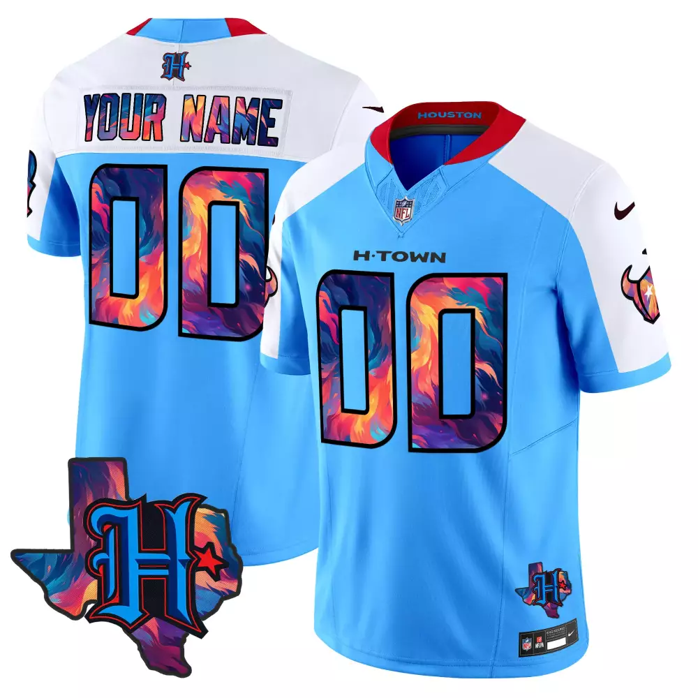 blue alternate men houston texans 2024 gold trim vapor limited custom jersey all stitched