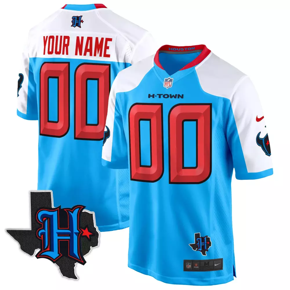 blue alternate men houston texans 2024 gold trim vapor limited custom jersey all stitched