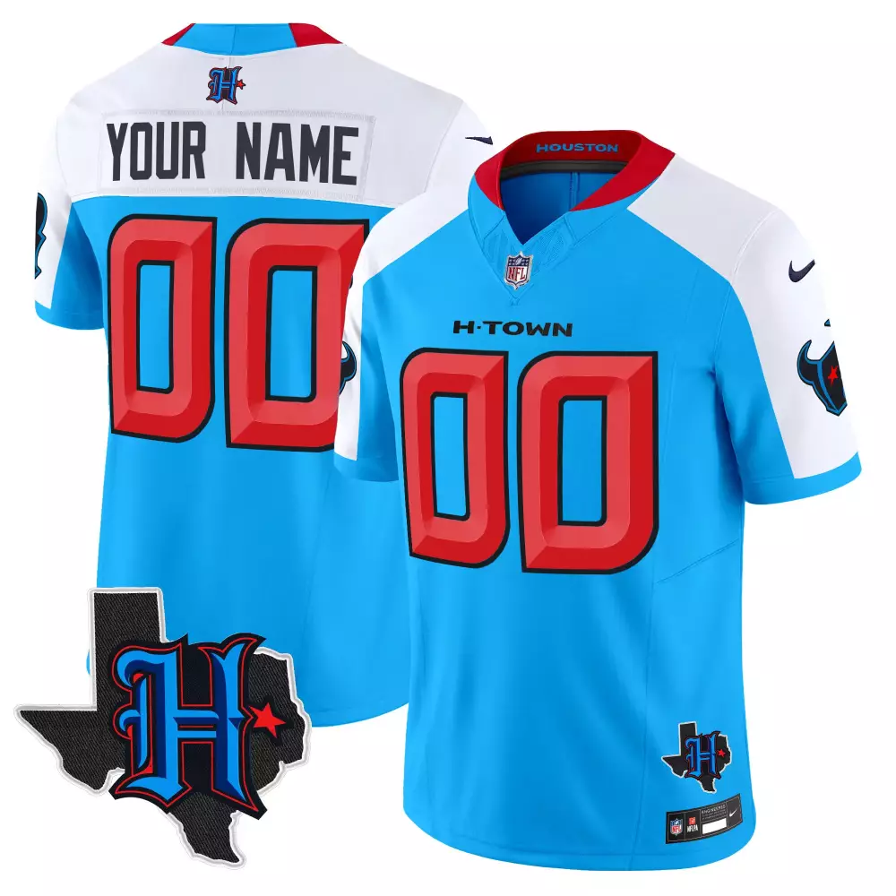 blue alternate men houston texans 2024 gold trim vapor limited custom jersey all stitched