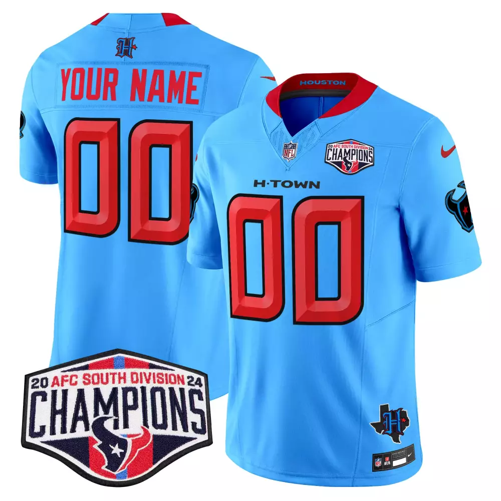 2024 AFC South Champions Houston Texans Men's Blue Vapor Limited Custom Jersey | All Stitched Fan Gear | For Men, Women & Youth