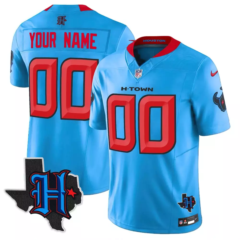Texas Patch Vapor Limited Houston Texans Men's Blue Custom Jersey V2 | All Stitched Fan Gear | For Men, Women & Youth