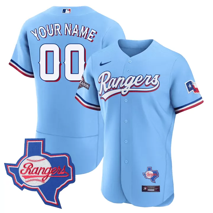 Texas Rangers Texas State 2023 World Series Patch Custom Jersey | Stitched Fan Gear | For Men, Women & Youth