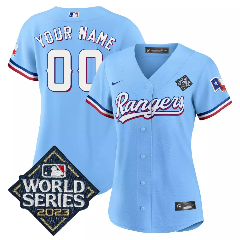 Texas Rangers 2023 Women's World Series Cool Base Jersey V2 | Blue Stitched Custom Gear | For Men, Women & Youth