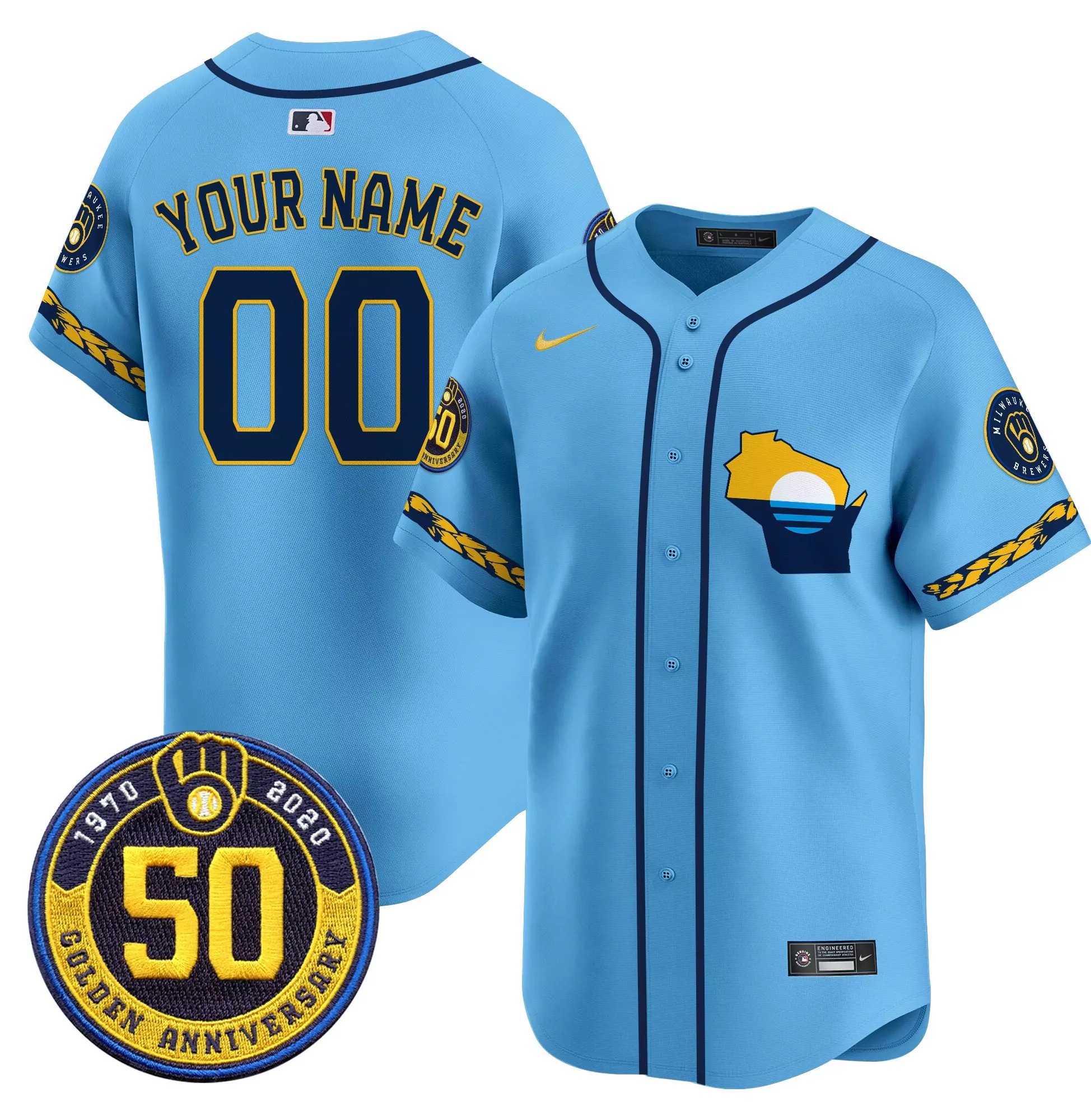blue men milwaukee brewers armed forces day vapor premier limited custom jersey all stitched