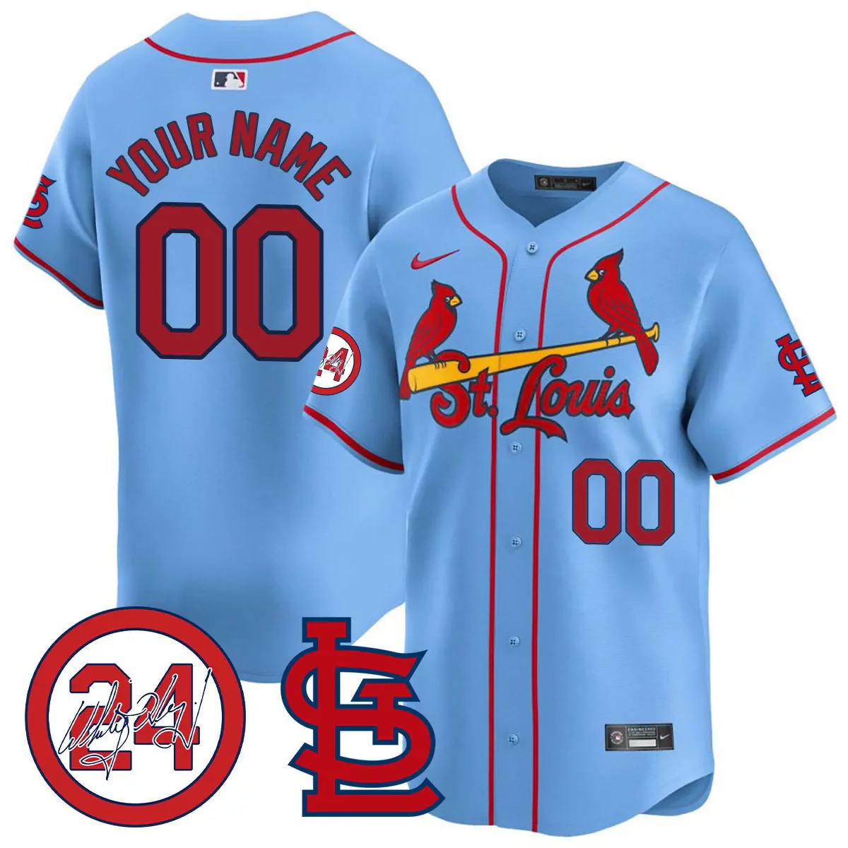 blue youth st louis cardinals memorial vapor premier limited custom jersey all stitched