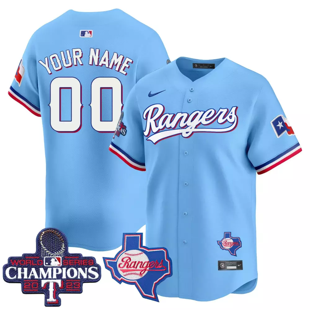 Texas Rangers World Series Champions Custom Jersey | Blue Vapor Premier Limited V2 | All Stitched | Fan Gear for Men, Women & Youth