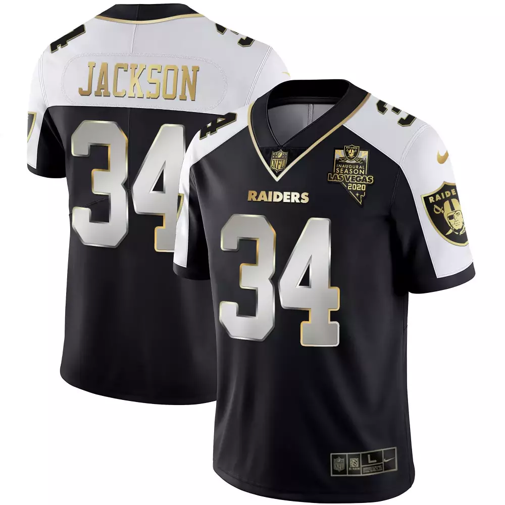 bo jackson alternate limited mens las vegas raiders alternate vapor black gold black inverted limited inaugural season p