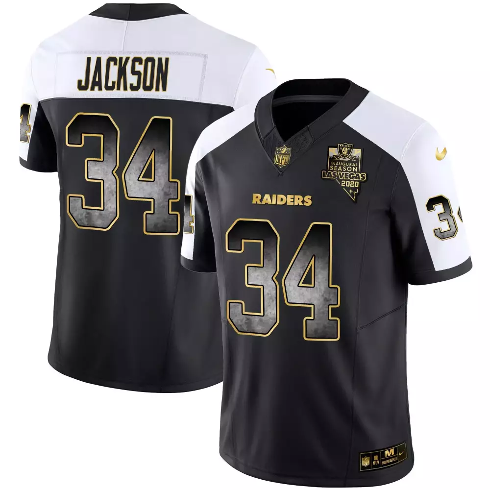 bo jackson alternate limited mens las vegas raiders alternate vapor black gold black inverted limited inaugural season p