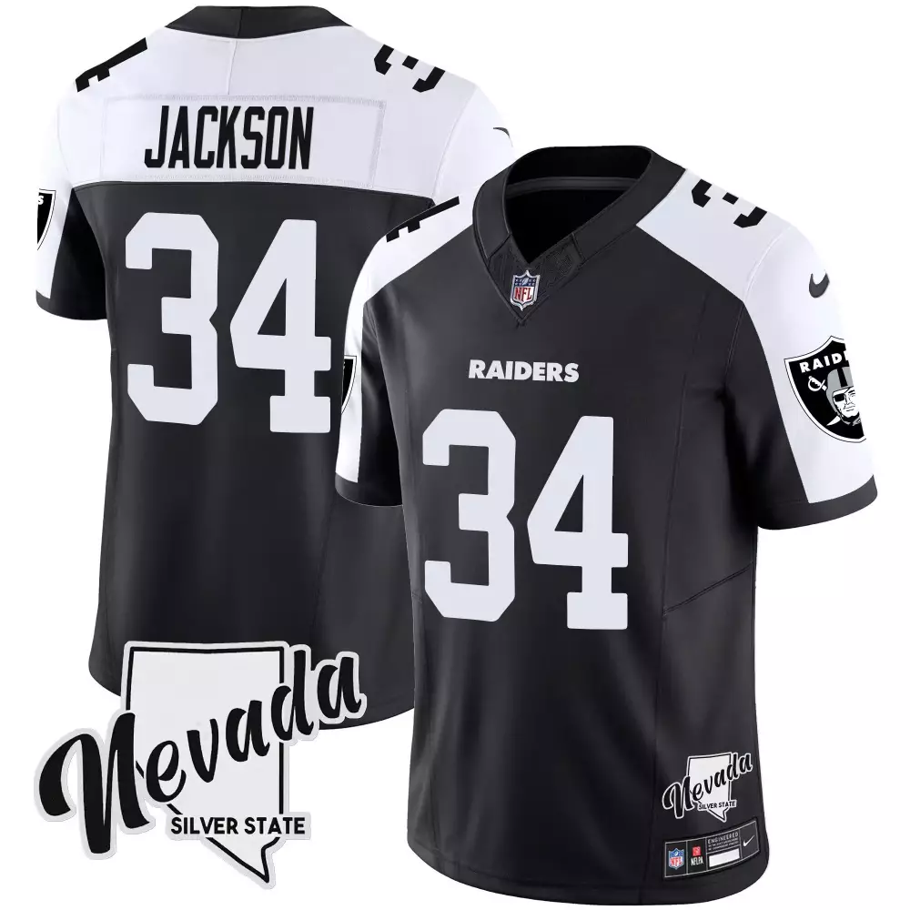 bo jackson black alternate mens las vegas raiders nevada silver state patch vapor jersey v2 all stitched