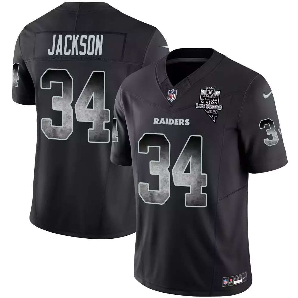 Bo Jackson Las Vegas Raiders Men's Black Alternate Nevada Silver State Patch Vapor Jersey V2 | Stitched Fan Gear | For Men, Women & Youth