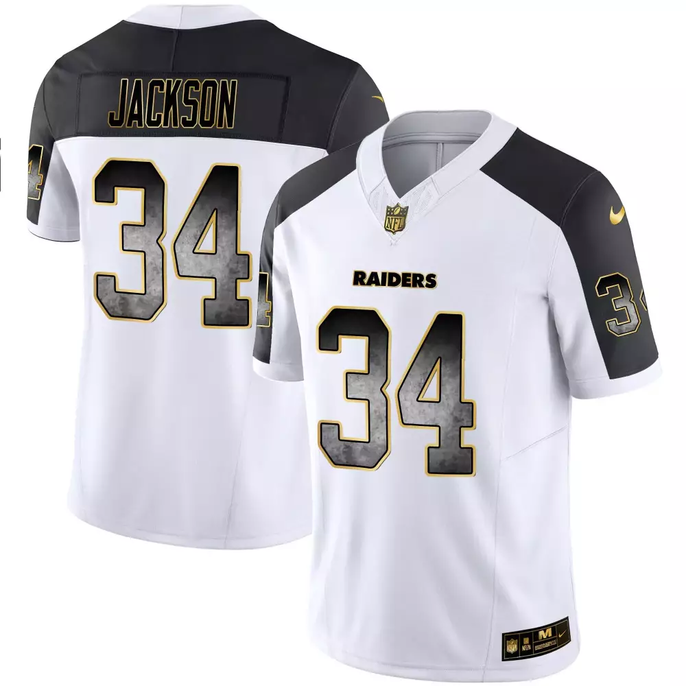 Bo Jackson Raiders Inverted Men's Gold Arch Smoke Vapor Jersey | Stitched | Fan Gear for Game Day | For Men, Women & Youth