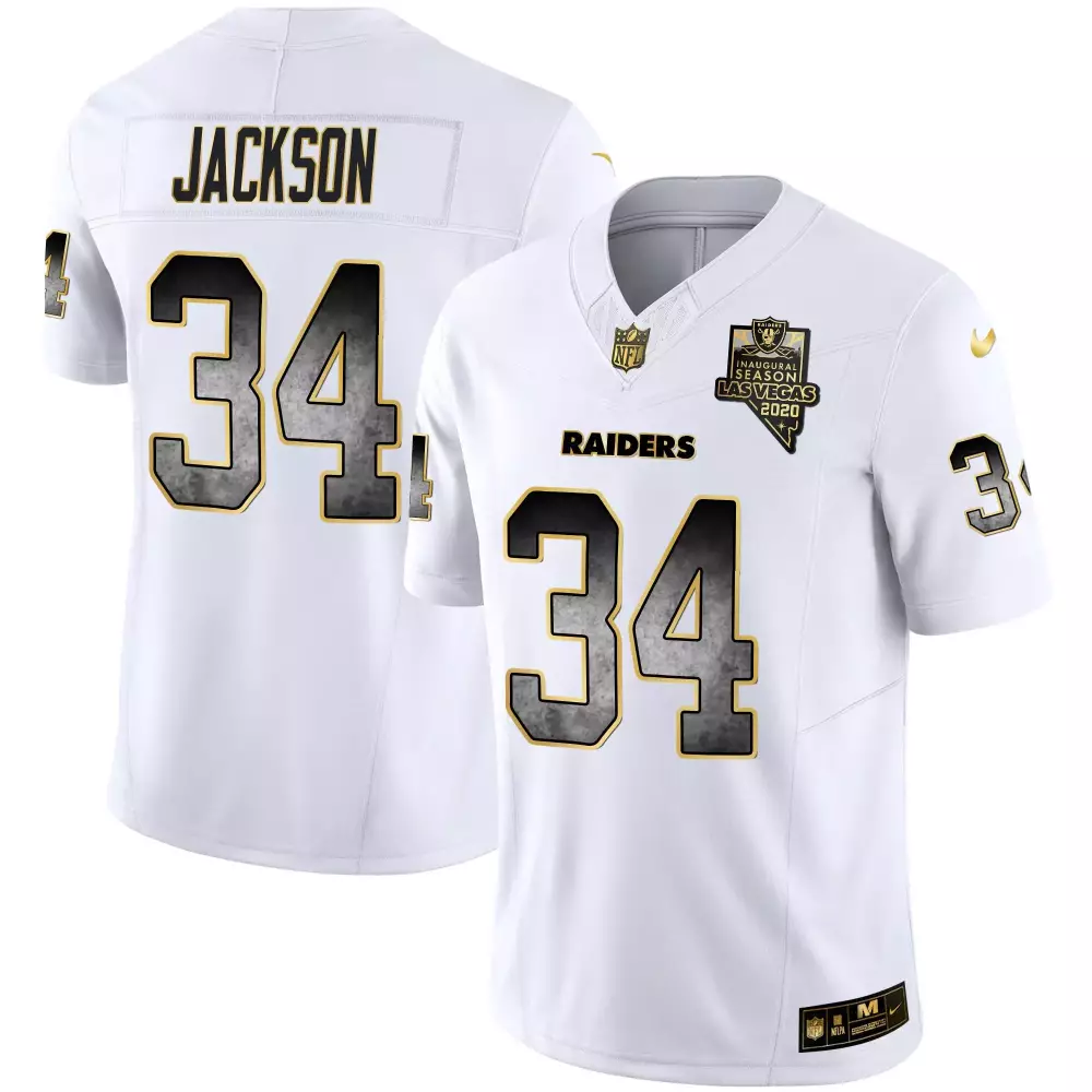 Bo Jackson Las Vegas Raiders Split Gold Women's Jersey | Inaugural Season Patch | All Stitched Fan Gear for Women & Youth