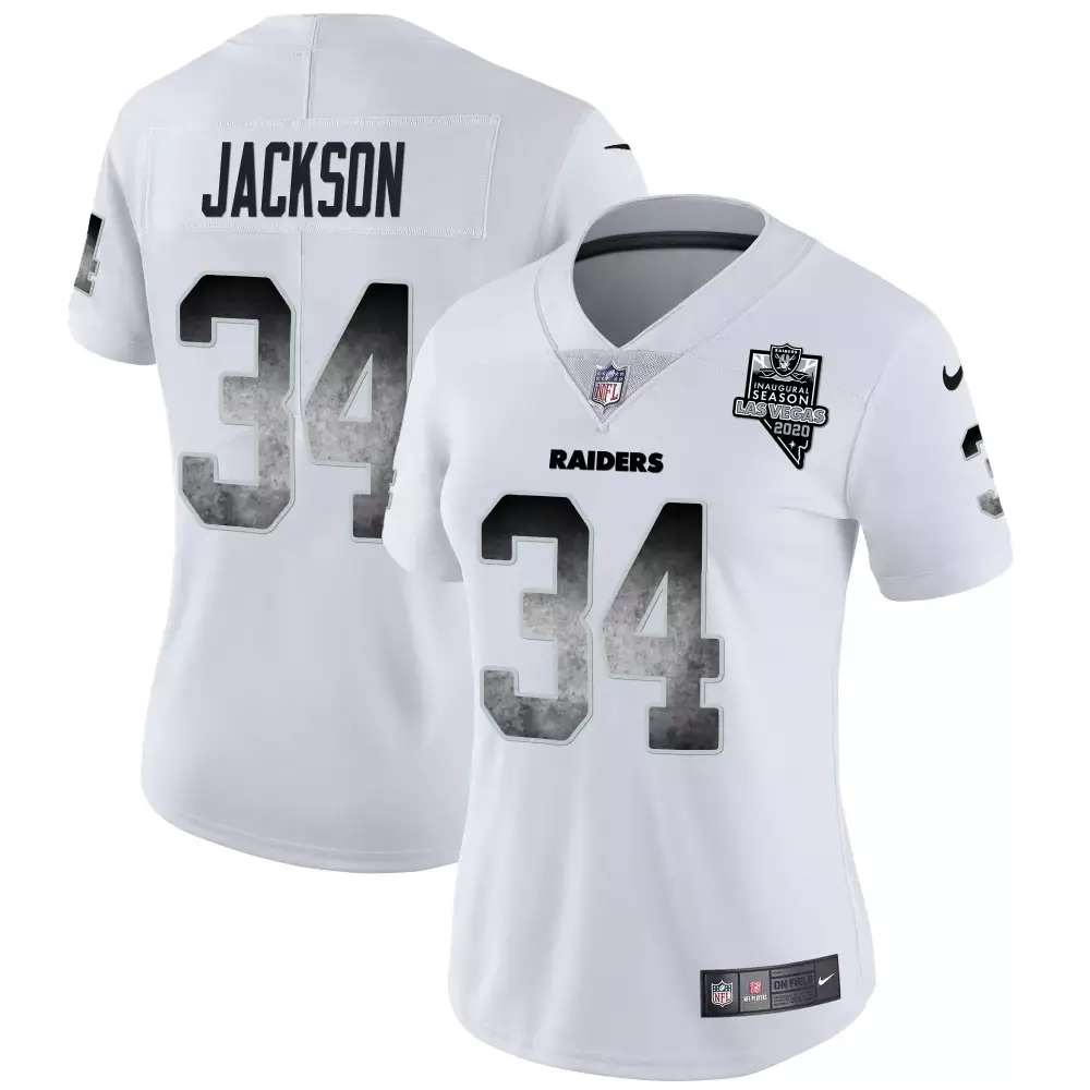 Bo Jackson Las Vegas Raiders White Men's Nevada Silver State Patch Vapor Jersey V2 | All Stitched Fan Gear for Men, Women & Youth