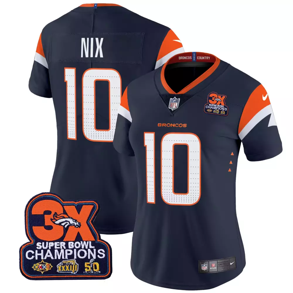 Bo Nix Denver Broncos Women's Navy Alternate Throwback Jersey | Vapor Limited Edition | Stitched Fan Gear | For Men, Women & Youth