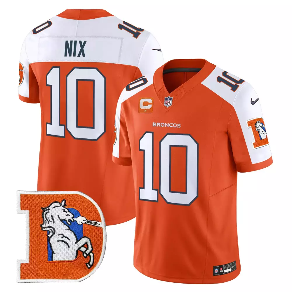 Bo Nix Denver Broncos Men's Orange Alternate Throwback Jersey | Vapor Limited Edition V2 | Stitched Fan Gear | For Men, Women & Youth