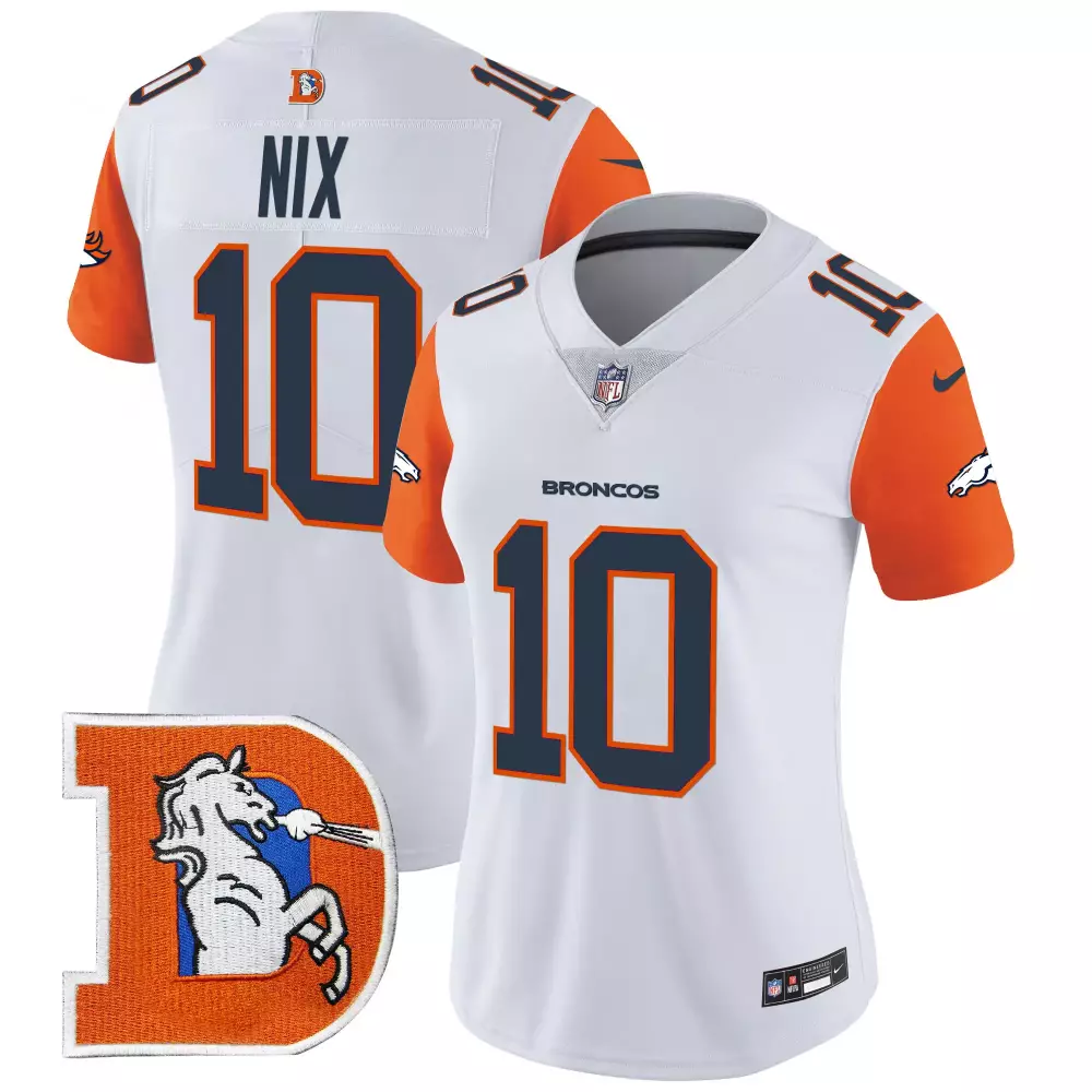 Bo Nix Denver Broncos Orange Sleeves Throwback Vapor Limited Jersey | Women's All Stitched | Fan Gear for Game Day