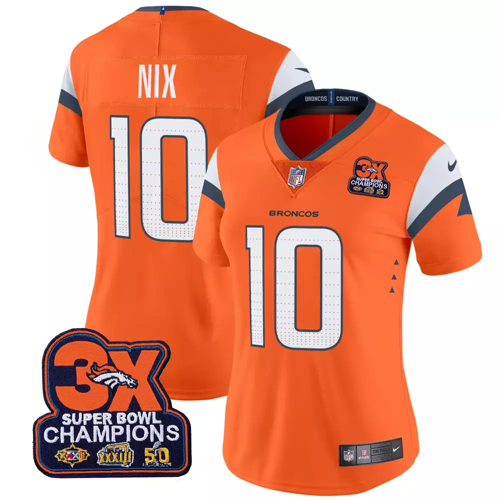 Bo Nix Denver Broncos Orange Sleeves Throwback Vapor Limited Jersey | Women's All Stitched | Fan Gear for Game Day