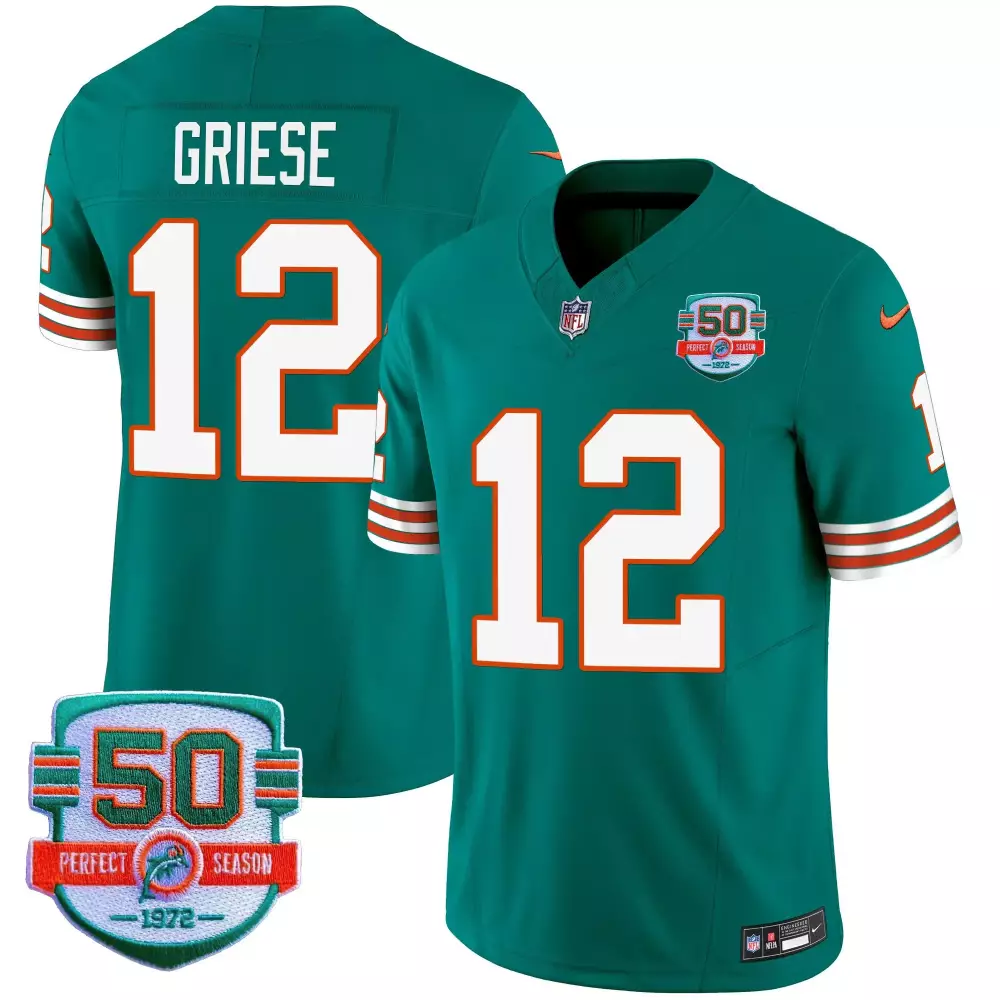 Bob Griese Aqua Men's Miami Dolphins Throwback Vapor Jersey | All Stitched | Fan Gear | For Men, Women & Youth