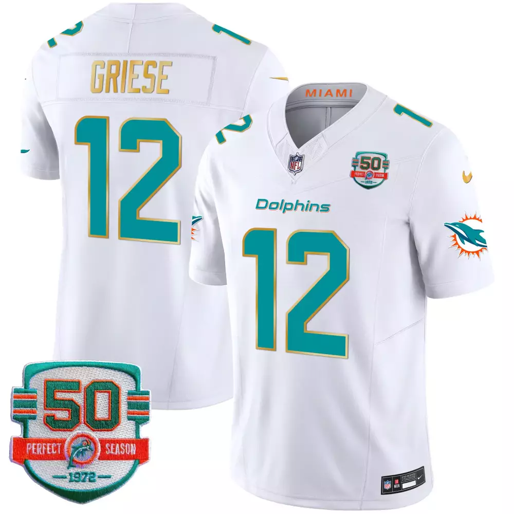 Bob Griese Miami Dolphins White Men's Gold Trim Vapor Limited Jersey | Stitched Design | Premium Fan Gear for Men, Women & Youth