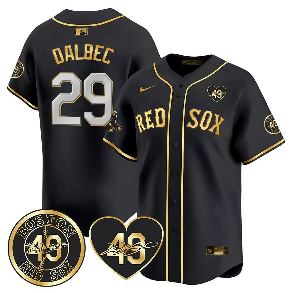 bobby dalbec black gold mens boston red sox tim wakefield memorial patch vaper premier limited jersey all stitched all s