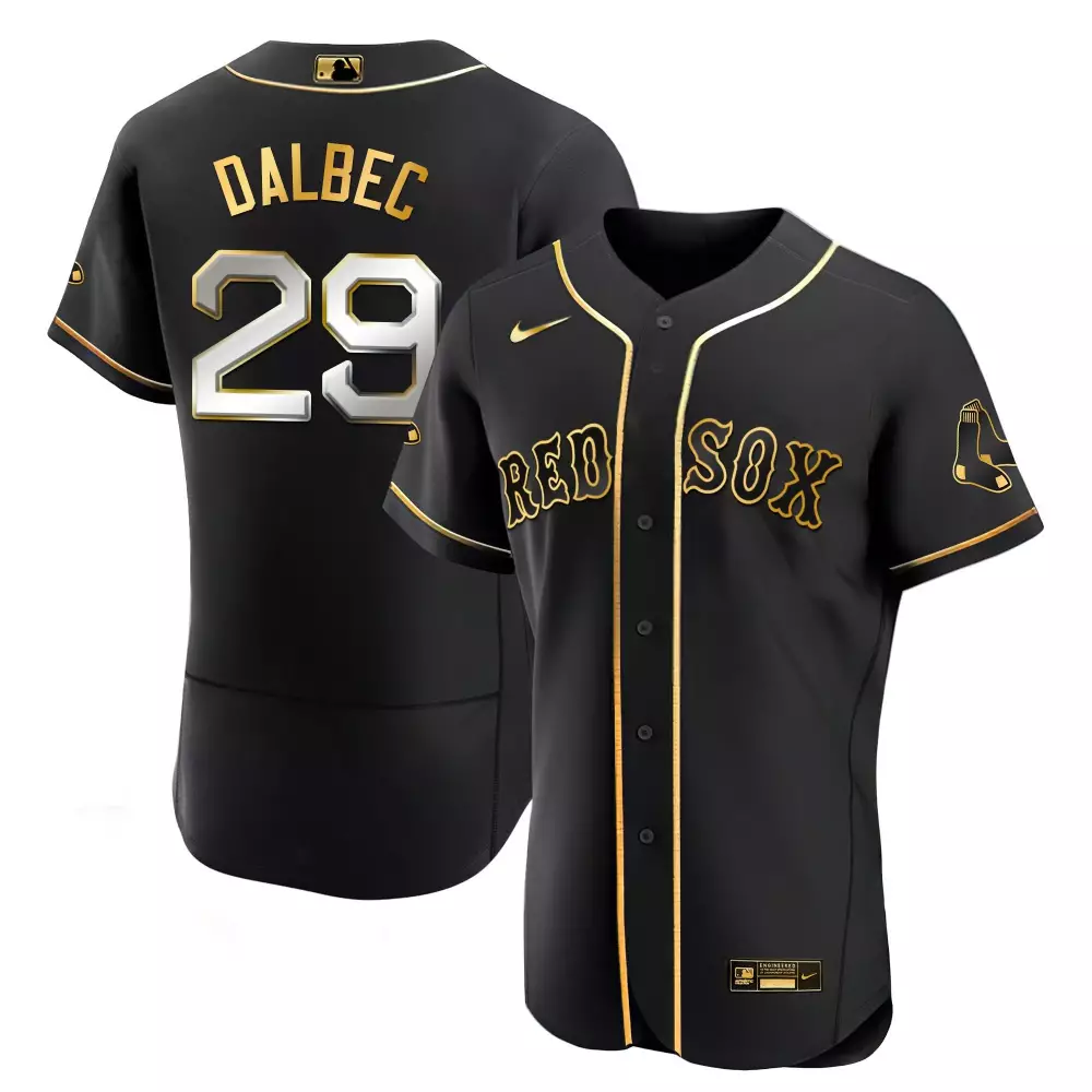 bobby dalbec flex black limited mens boston red sox black limited gold jersey all stitched