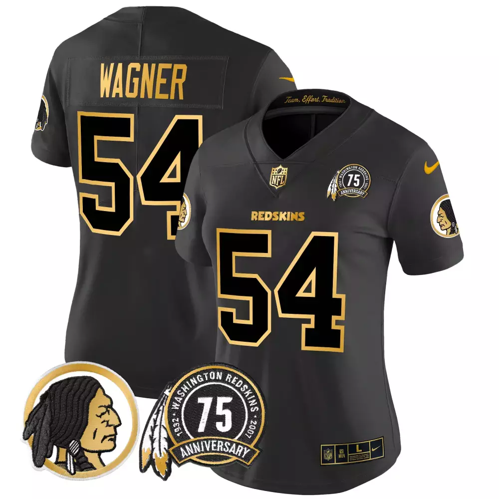 bobby wagner black gold womens washington redskins 75th patch throwback gold vapor limited jersey all stitched