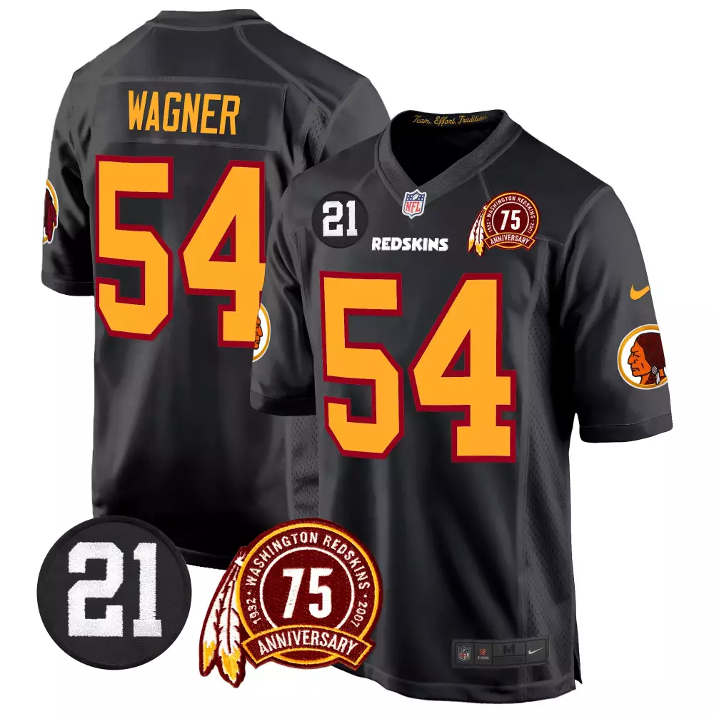 bobby wagner black mens washington redskins 75th sean taylor patch game jersey all stitched