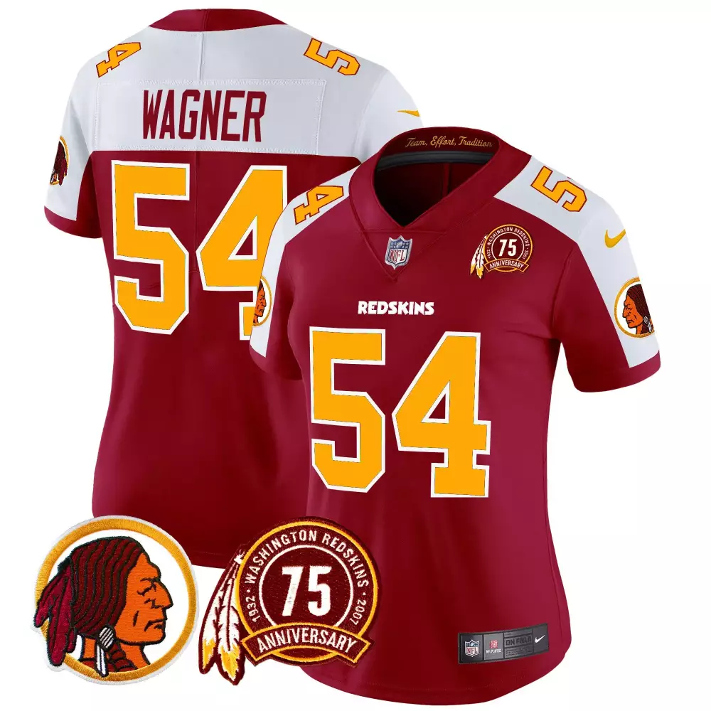 bobby wagner burgundy alternate womens washington redskins 75th patch throwback vapor limited jersey all stitched