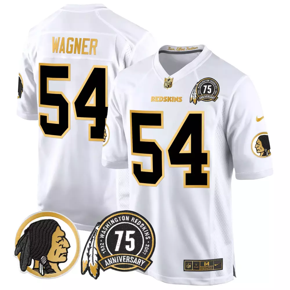 bobby wagner white gold mens washington redskins 75th patch throwback gold game jersey all stitched