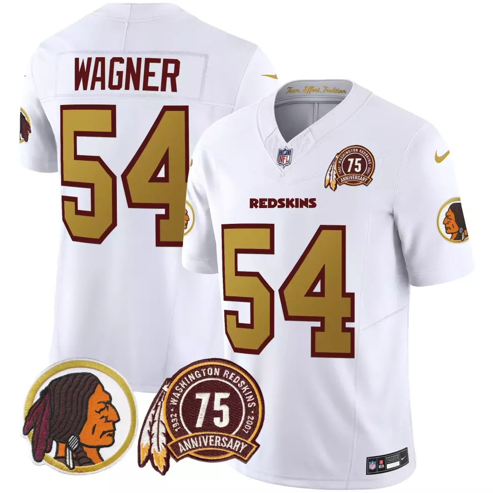 bobby wagner white mens washington redskins 75th patch throwback vapor limited jersey v2 all stitched