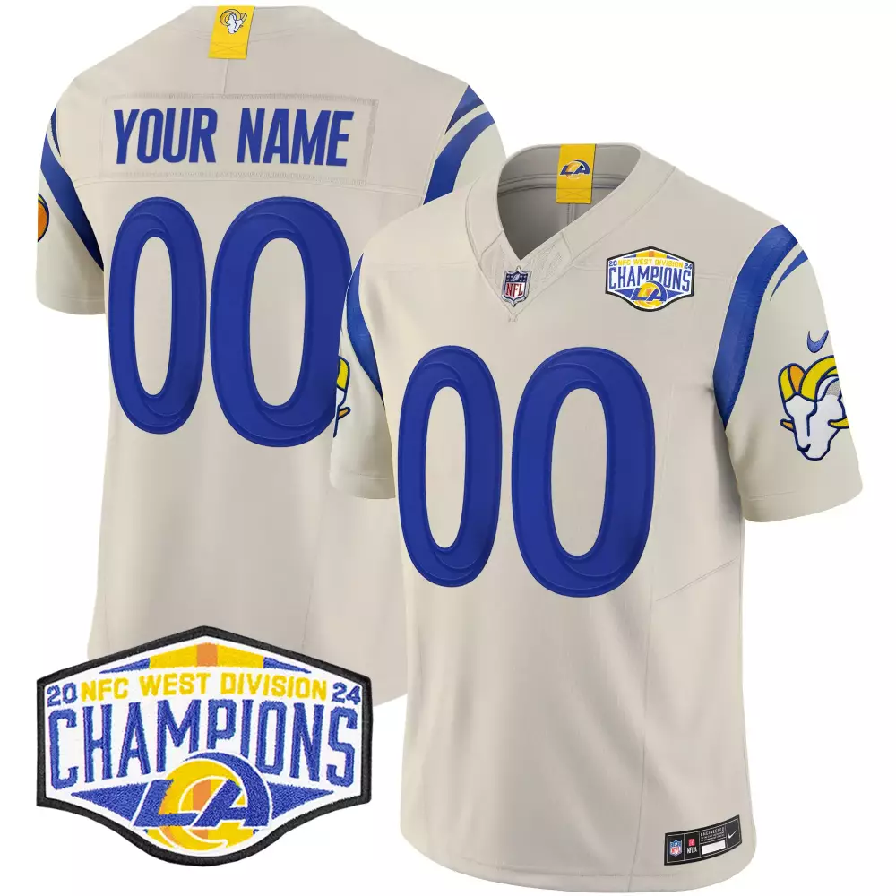 bone men los angeles rams 2024 nfc west division champions vapor limited custom jersey all stitched