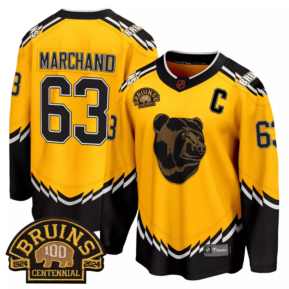 brad marchand black mens boston bruins 100 bb centennial patch breakaway jersey all stitched